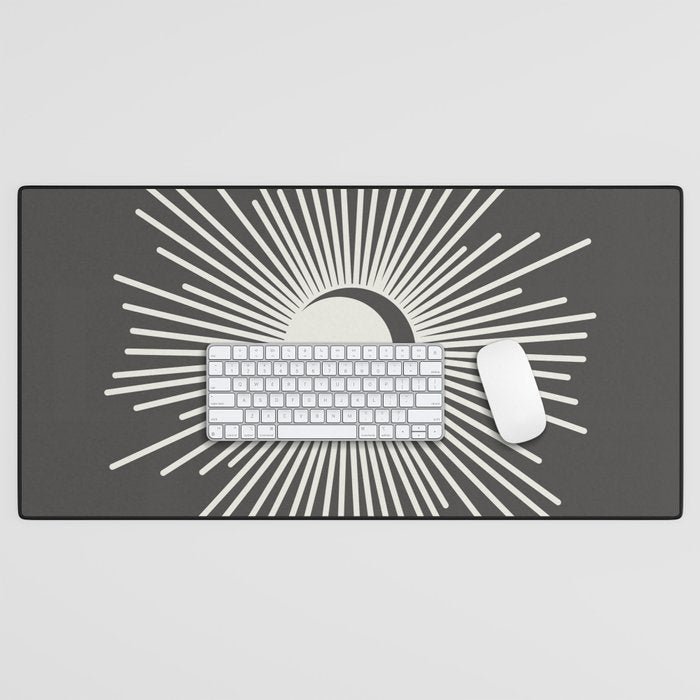 Sun and Moon - Charcoal Gray  Desk Mat Gallery Image 1