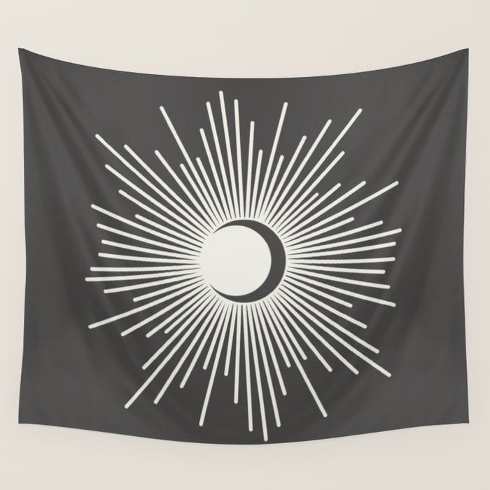 Sun and Moon - Charcoal Gray  Wall Tapestry Gallery Image 4