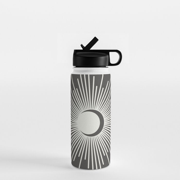 Sun and Moon - Charcoal Gray  Water Bottle Gallery Image 1