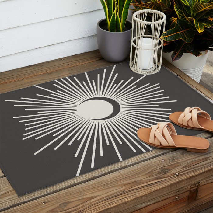 Sun and Moon - Charcoal Gray  Outdoor Rug Gallery Image 2