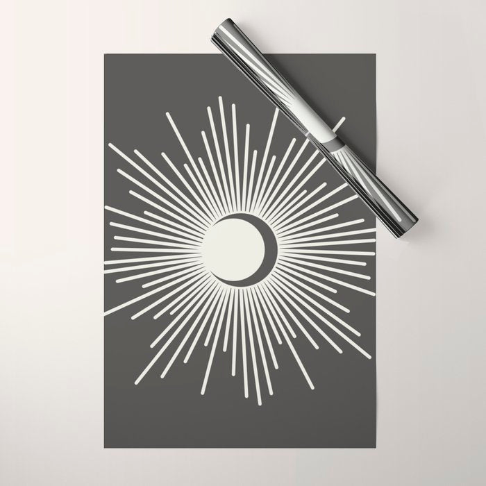 Sun and Moon - Charcoal Gray  Wrapping Paper Gallery Image 1