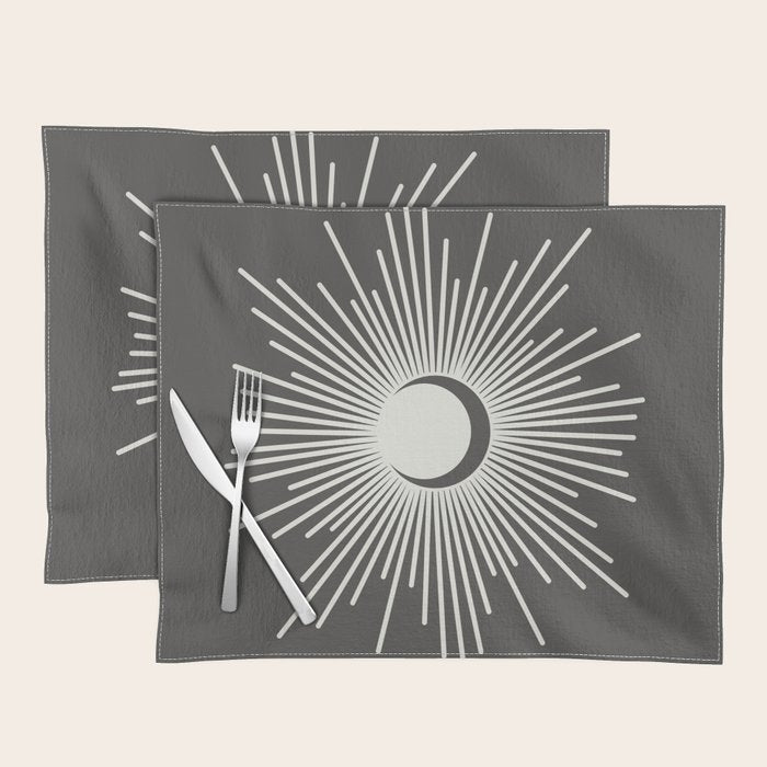 Sun and Moon - Charcoal Gray  Placemat Gallery Image 1