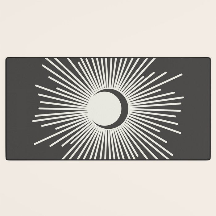 Sun and Moon - Charcoal Gray  Desk Mat Gallery Image 3