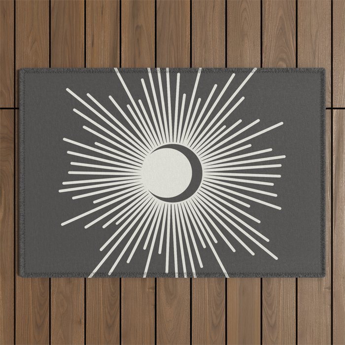 Sun and Moon - Charcoal Gray  Outdoor Rug Gallery Image 1