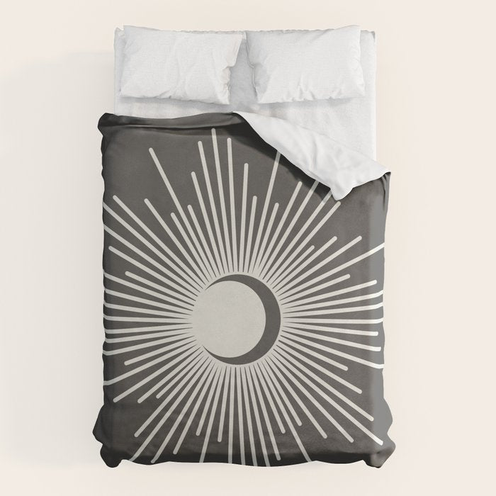 Sun and Moon - Charcoal Gray  Duvet Cover Gallery Image 1