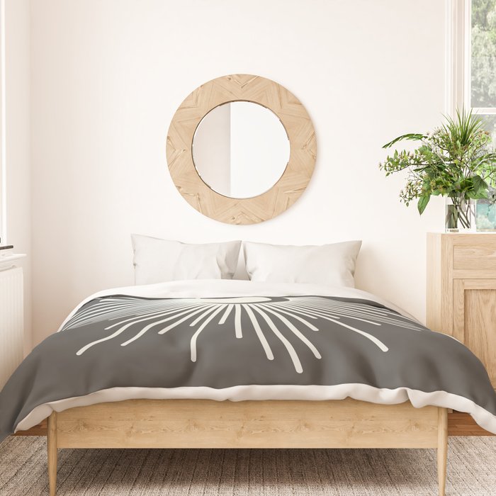 Sun and Moon - Charcoal Gray  Duvet Cover Gallery Image 3