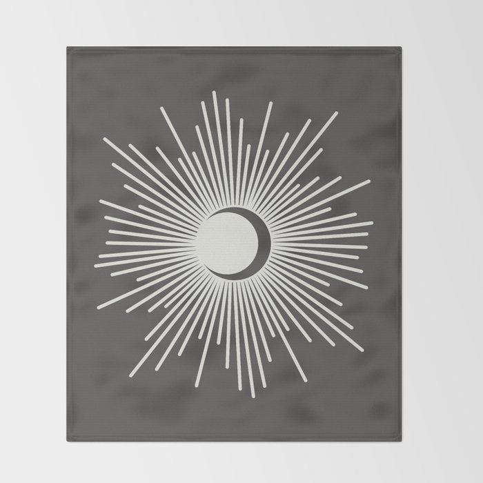 Sun and Moon - Charcoal Gray  Throw Blanket Gallery Image 2