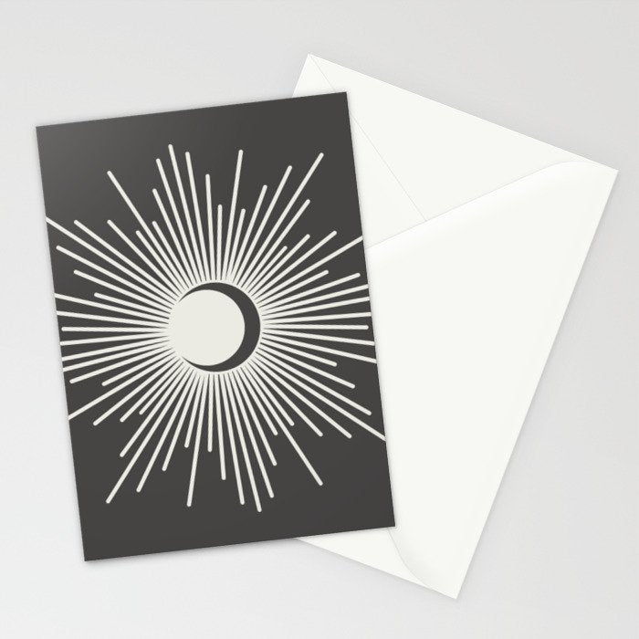 Sun and Moon - Charcoal Gray  Stationery Card Gallery Image 2