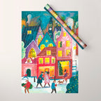 Amsterdam festive city lights in the snow Wrapping Paper Gallery Image 1