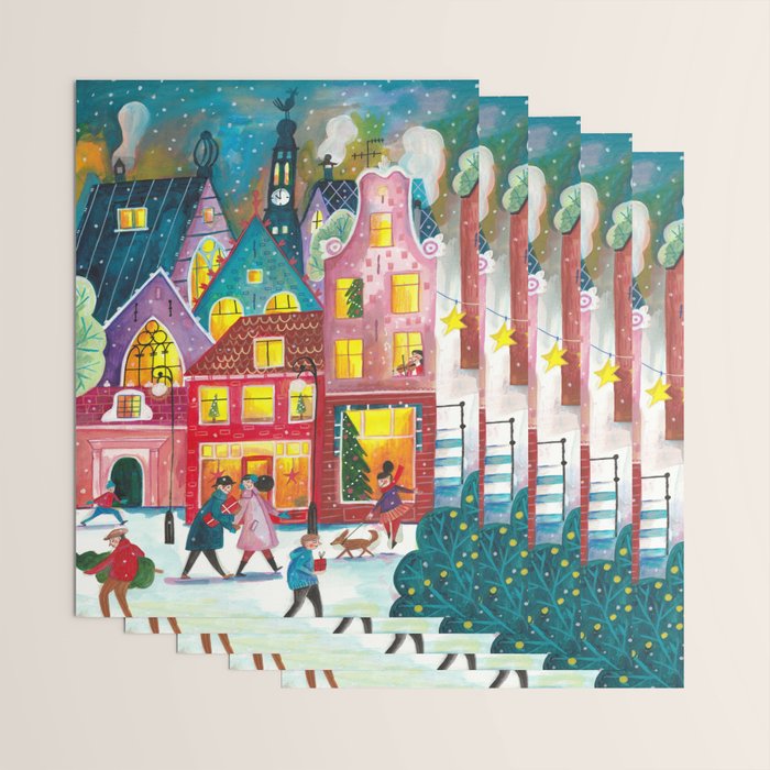 Amsterdam festive city lights in the snow Wrapping Paper Gallery Image 3