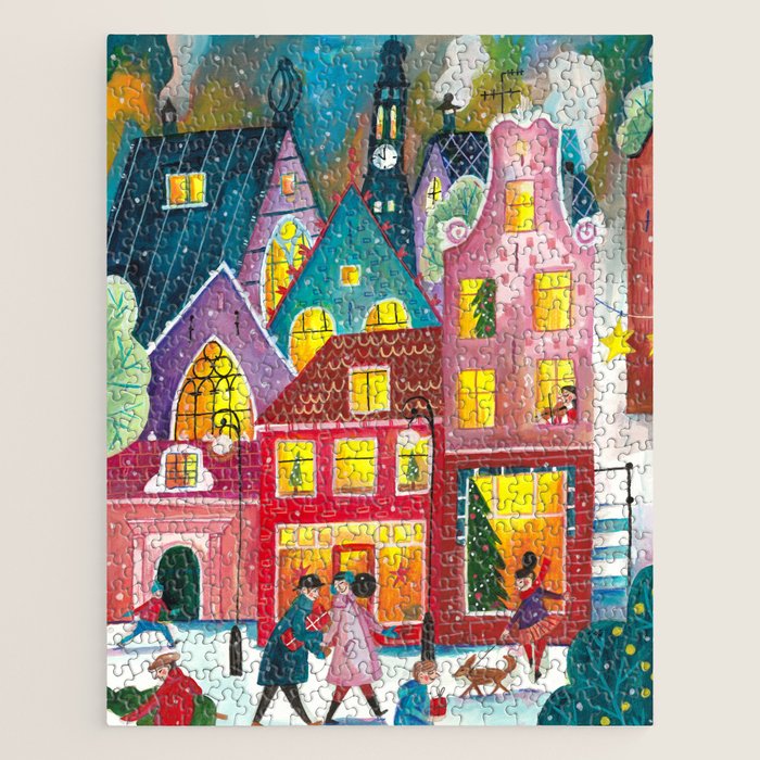 Amsterdam festive city lights in the snow Jigsaw Puzzle Gallery Image 1