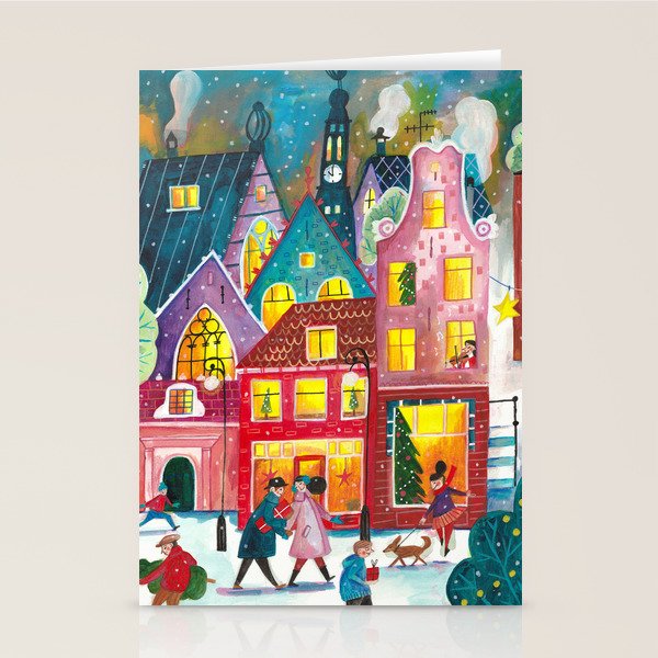 Amsterdam festive city lights in the snow Stationery Card Gallery Image 2