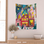Amsterdam festive city lights in the snow Wall Tapestry Gallery Image 2