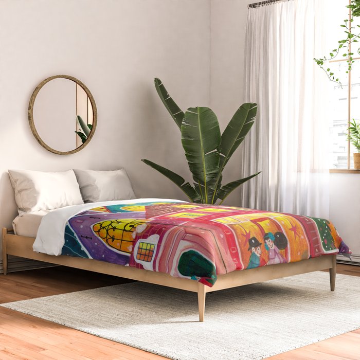 Amsterdam festive city lights in the snow Comforter Gallery Image 2