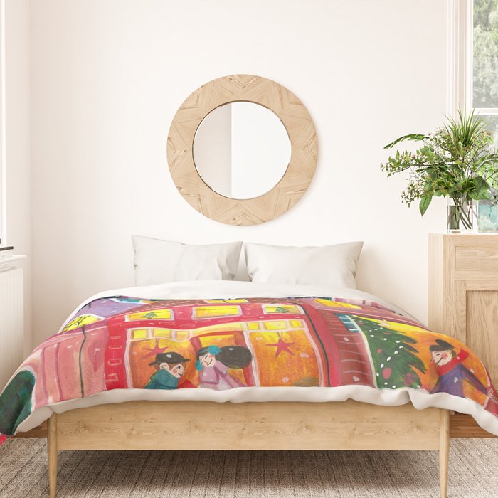 Amsterdam festive city lights in the snow Duvet Cover Gallery Image 3