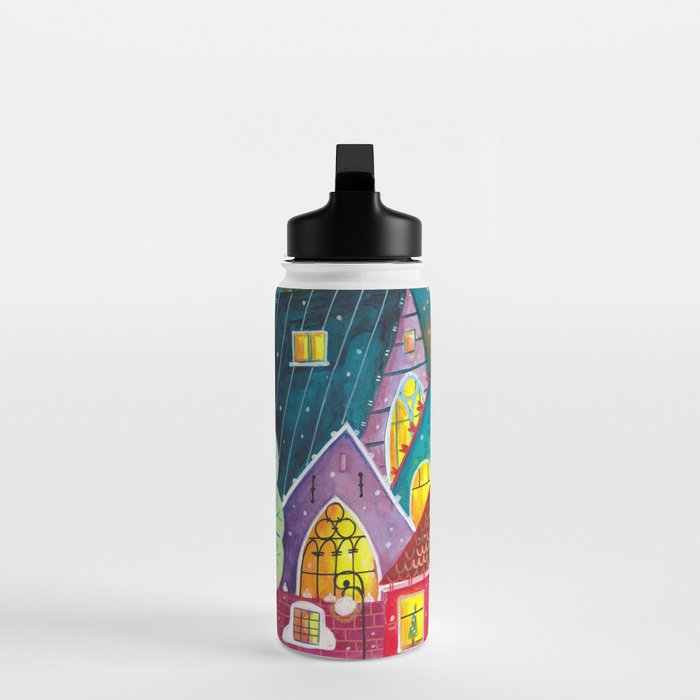 Amsterdam festive city lights in the snow Water Bottle Gallery Image 3