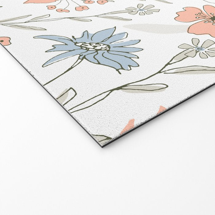 Abstract modern coral white pastel rustic floral Welcome Mat Gallery Image 2