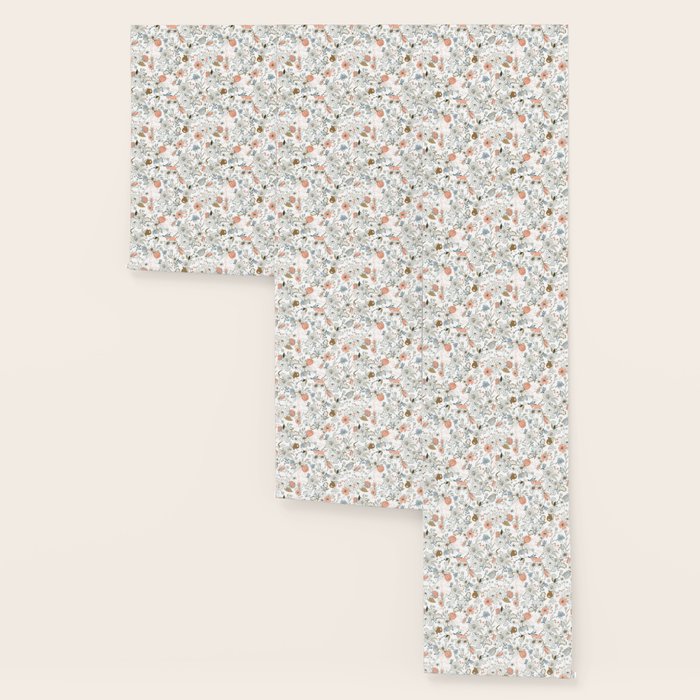 Abstract modern coral white pastel rustic floral Wallpaper Gallery Image 3