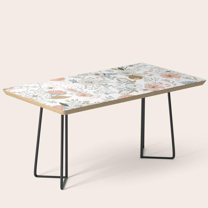 Abstract modern coral white pastel rustic floral Coffee Table Gallery Image 1