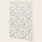 Abstract modern coral white pastel rustic floral Wallpaper Gallery Image 2