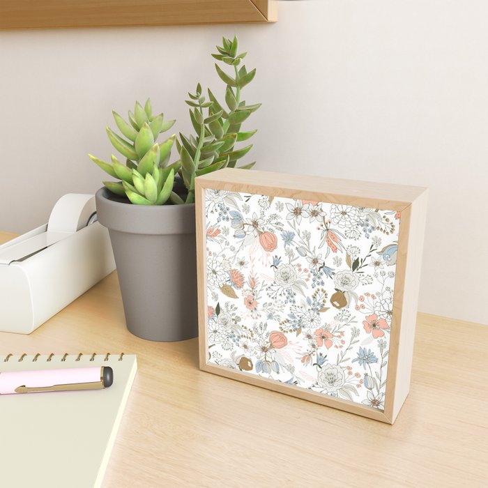 Abstract modern coral white pastel rustic floral Mini Art Print Gallery Image 2