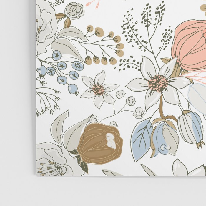 Abstract modern coral white pastel rustic floral Poster Gallery Image 3