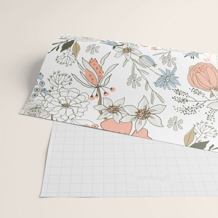 Abstract modern coral white pastel rustic floral Wrapping Paper Gallery Image 2