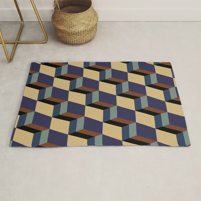Cuboid Geometric Abstract Shapes Pattern XVII Rug Gallery Image 1