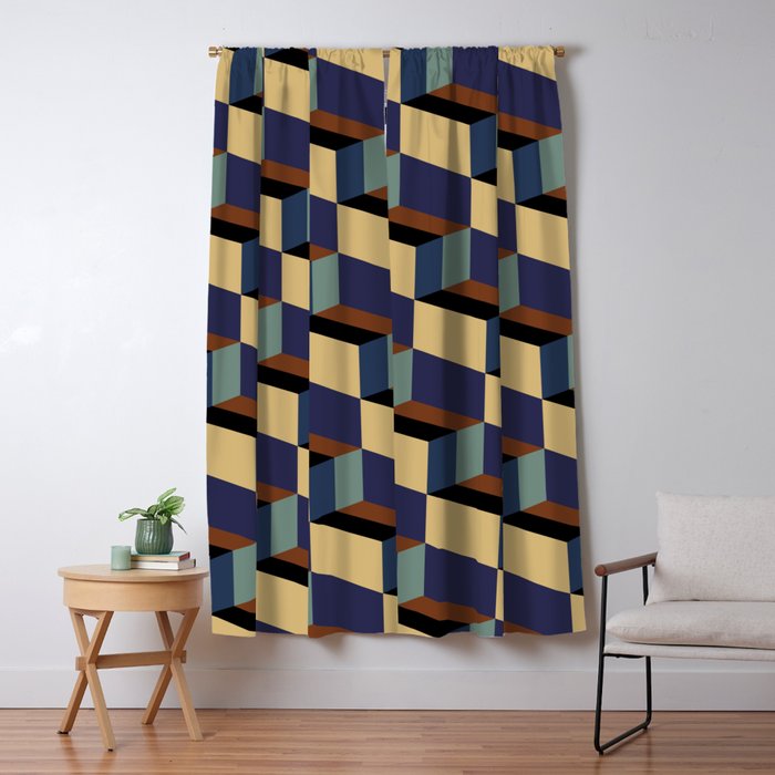 Cuboid Geometric Abstract Shapes Pattern XVII Window Curtain Gallery Image 5