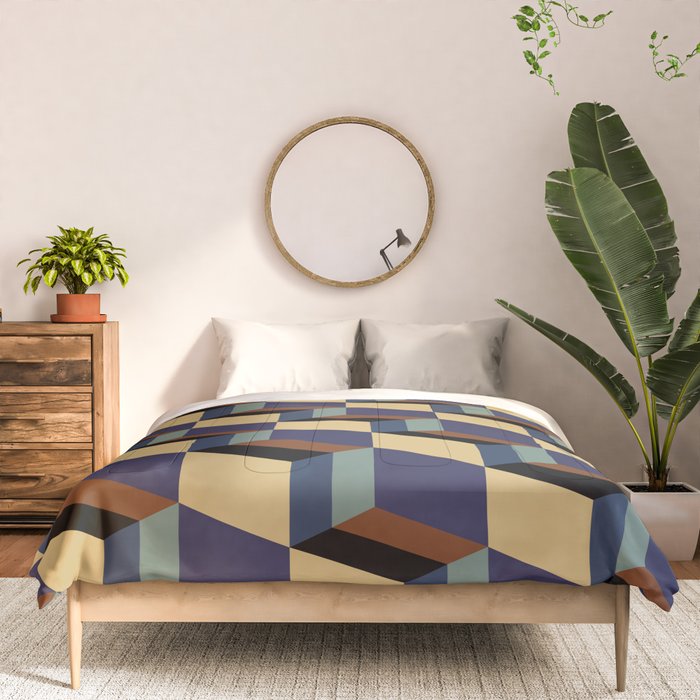 Cuboid Geometric Abstract Shapes Pattern XVII Comforter Gallery Image 3