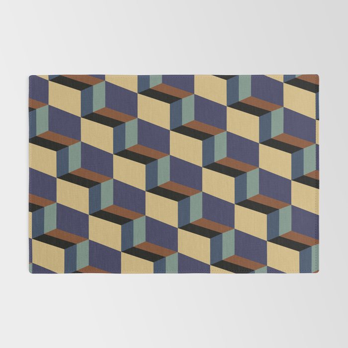 Cuboid Geometric Abstract Shapes Pattern XVII Rug Gallery Image 2