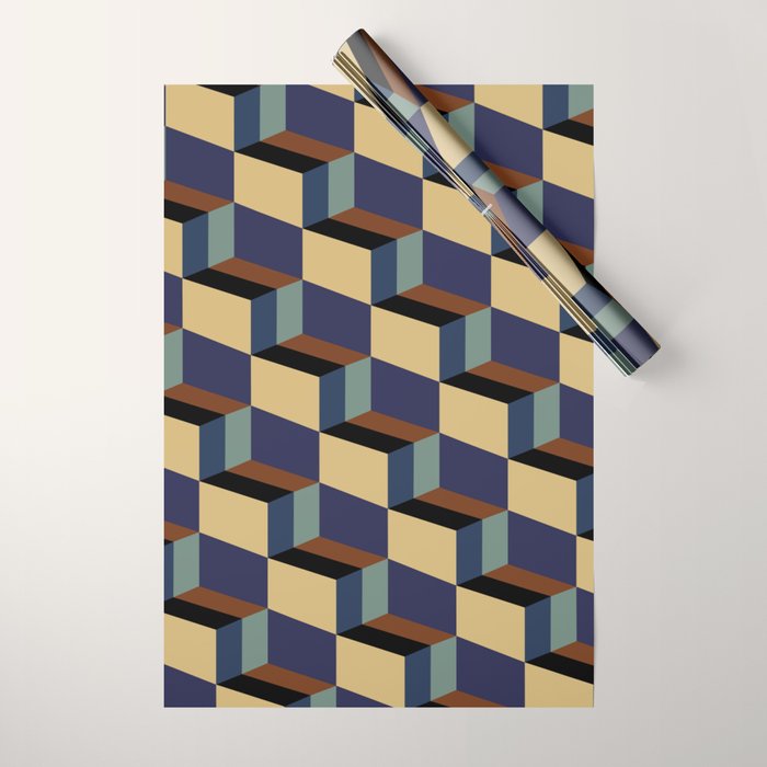 Cuboid Geometric Abstract Shapes Pattern XVII Wrapping Paper Gallery Image 1