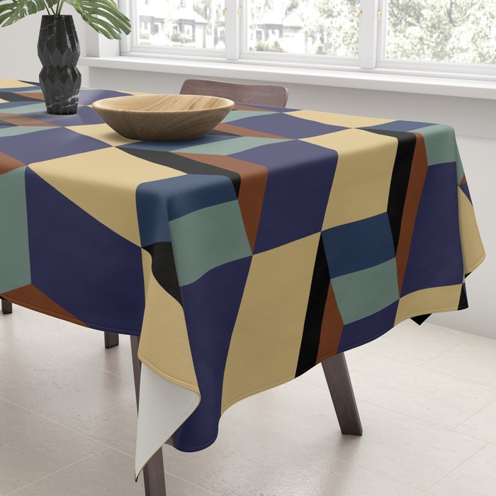 Cuboid Geometric Abstract Shapes Pattern XVII Tablecloth Gallery Image 3