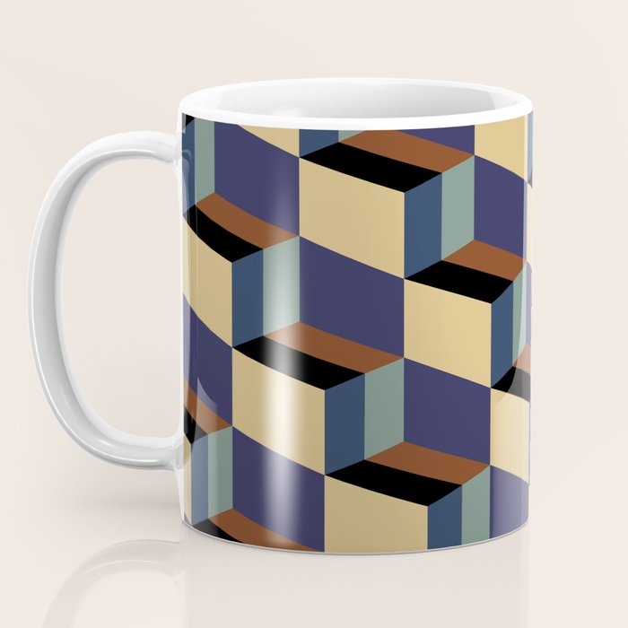 Cuboid Geometric Abstract Shapes Pattern XVII Coffee Mug Gallery Image 3