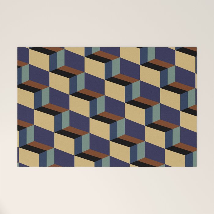 Cuboid Geometric Abstract Shapes Pattern XVII Welcome Mat Gallery Image 1