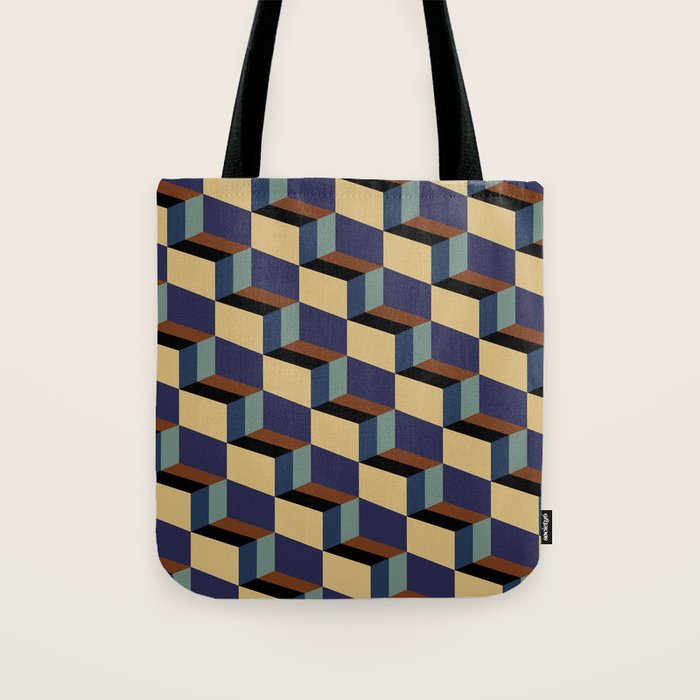 Cuboid Geometric Abstract Shapes Pattern XVII Tote Bag Gallery Image 1