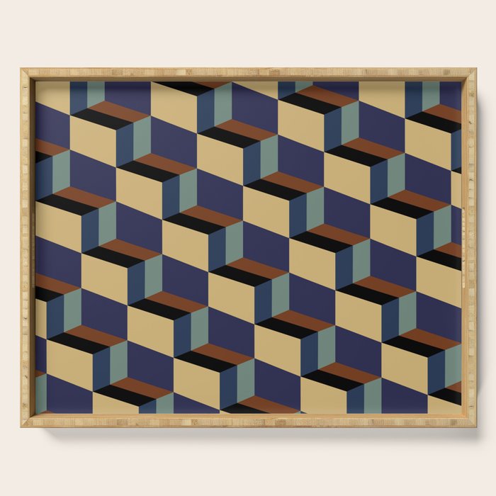 Cuboid Geometric Abstract Shapes Pattern XVII Serving Tray Gallery Image 1