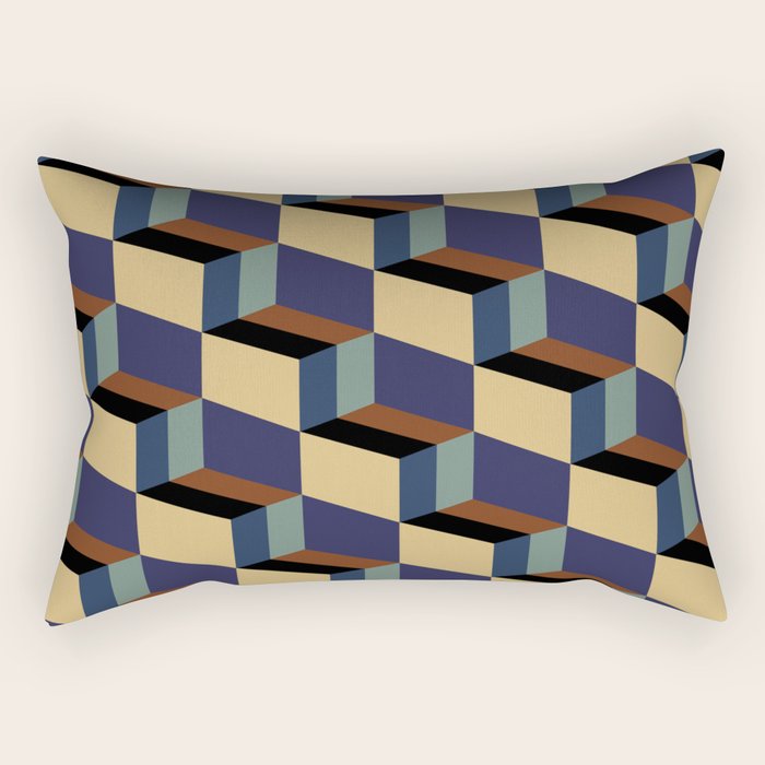 Cuboid Geometric Abstract Shapes Pattern XVII Rectangular Pillow Gallery Image 1