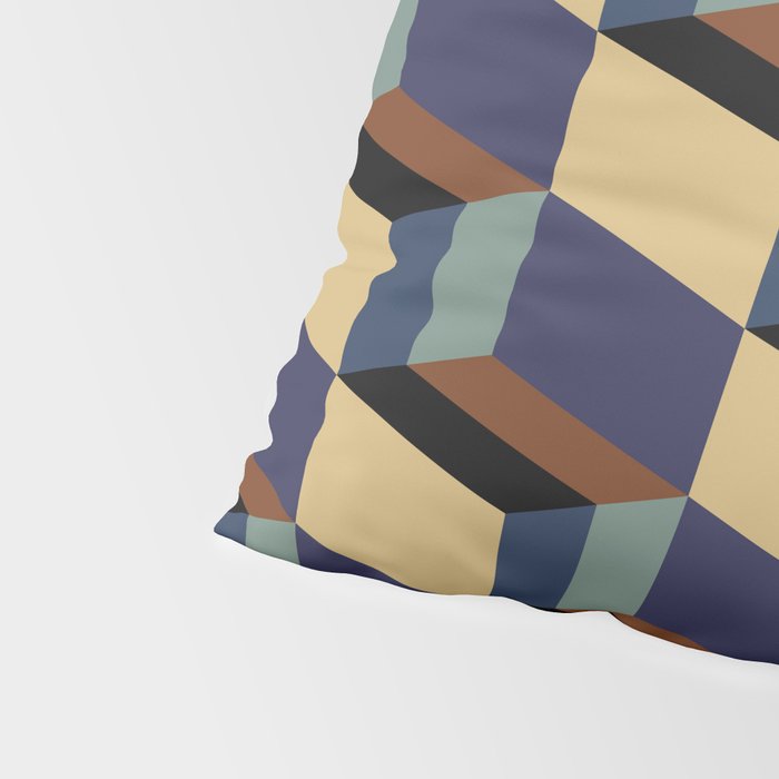 Cuboid Geometric Abstract Shapes Pattern XVII Pillow Sham Gallery Image 4