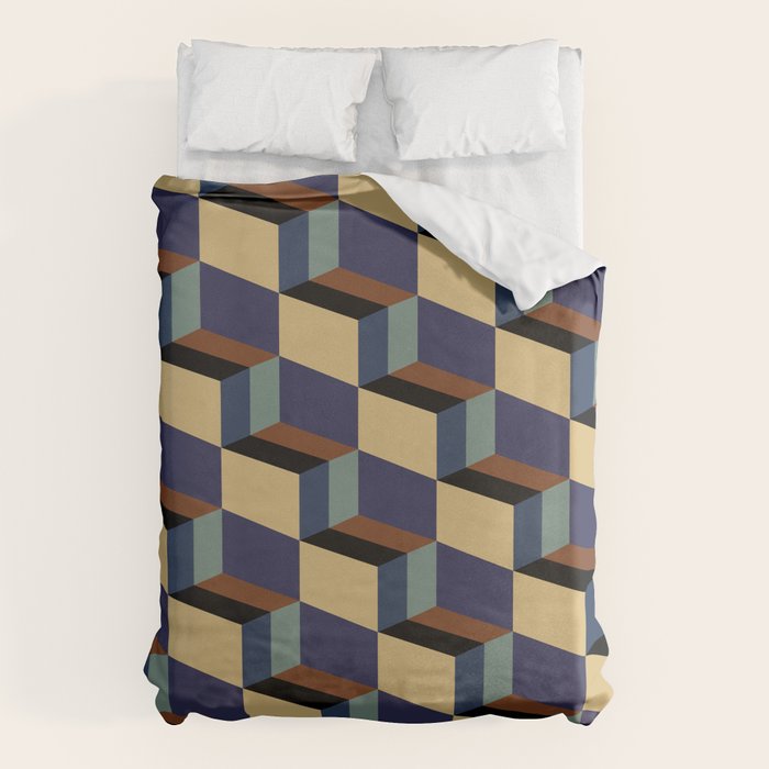 Cuboid Geometric Abstract Shapes Pattern XVII Duvet Cover Gallery Image 6