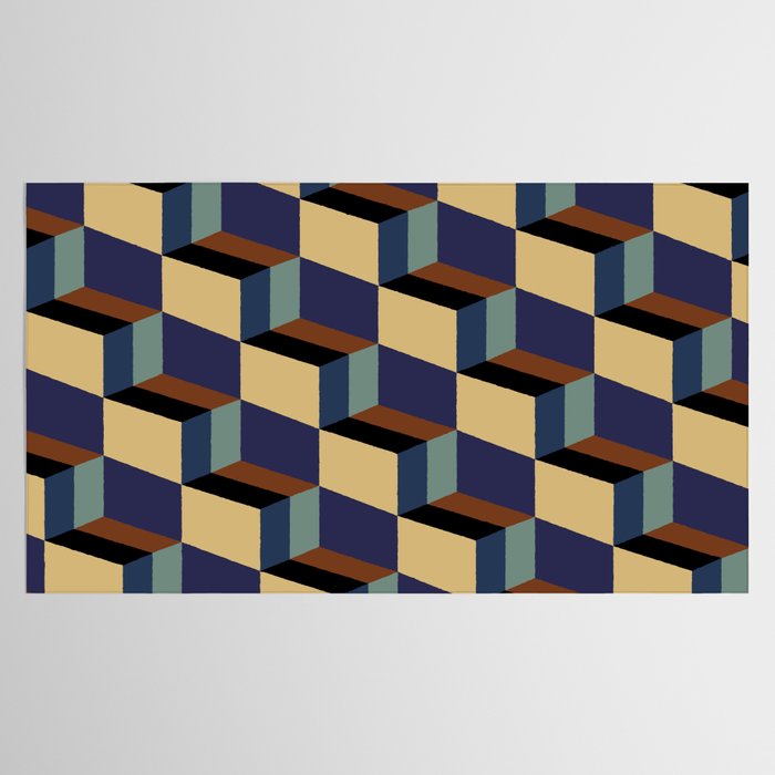 Cuboid Geometric Abstract Shapes Pattern XVII Tablecloth Gallery Image 2
