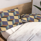 Cuboid Geometric Abstract Shapes Pattern XVII Pillow Sham Gallery Image 2