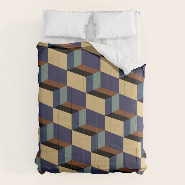 Cuboid Geometric Abstract Shapes Pattern XVII Comforter Gallery Image 1