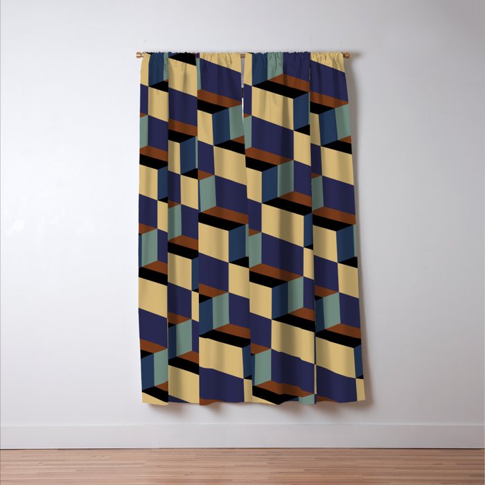 Cuboid Geometric Abstract Shapes Pattern XVII Window Curtain Gallery Image 3