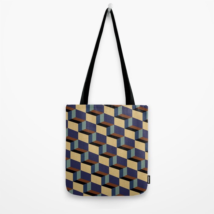 Cuboid Geometric Abstract Shapes Pattern XVII Tote Bag Gallery Image 2