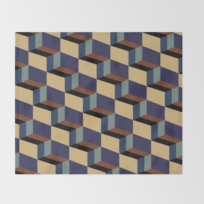 Cuboid Geometric Abstract Shapes Pattern XVII Throw Blanket Gallery Image 2