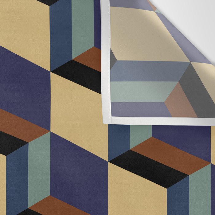 Cuboid Geometric Abstract Shapes Pattern XVII Wall Tapestry Gallery Image 3