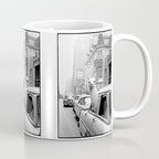  llama in times square print - a llama in times square-Llama Riding in Taxi, Black and White Vintage Coffee Mug Gallery Image 1