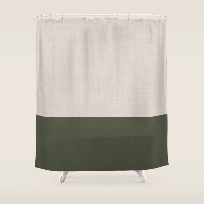 Linen Duo (Beige & Olive) Shower Curtain Gallery Image 1