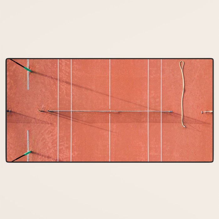 Red tennis court at sunrise | Colorful drone aerial photography art | sports field print Desk Mat Gallery Image 3